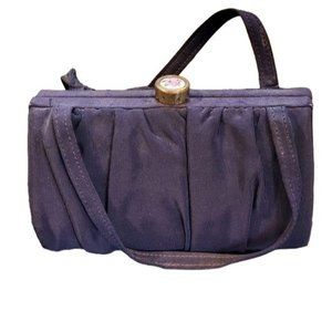 Black tufted canvas small handbag